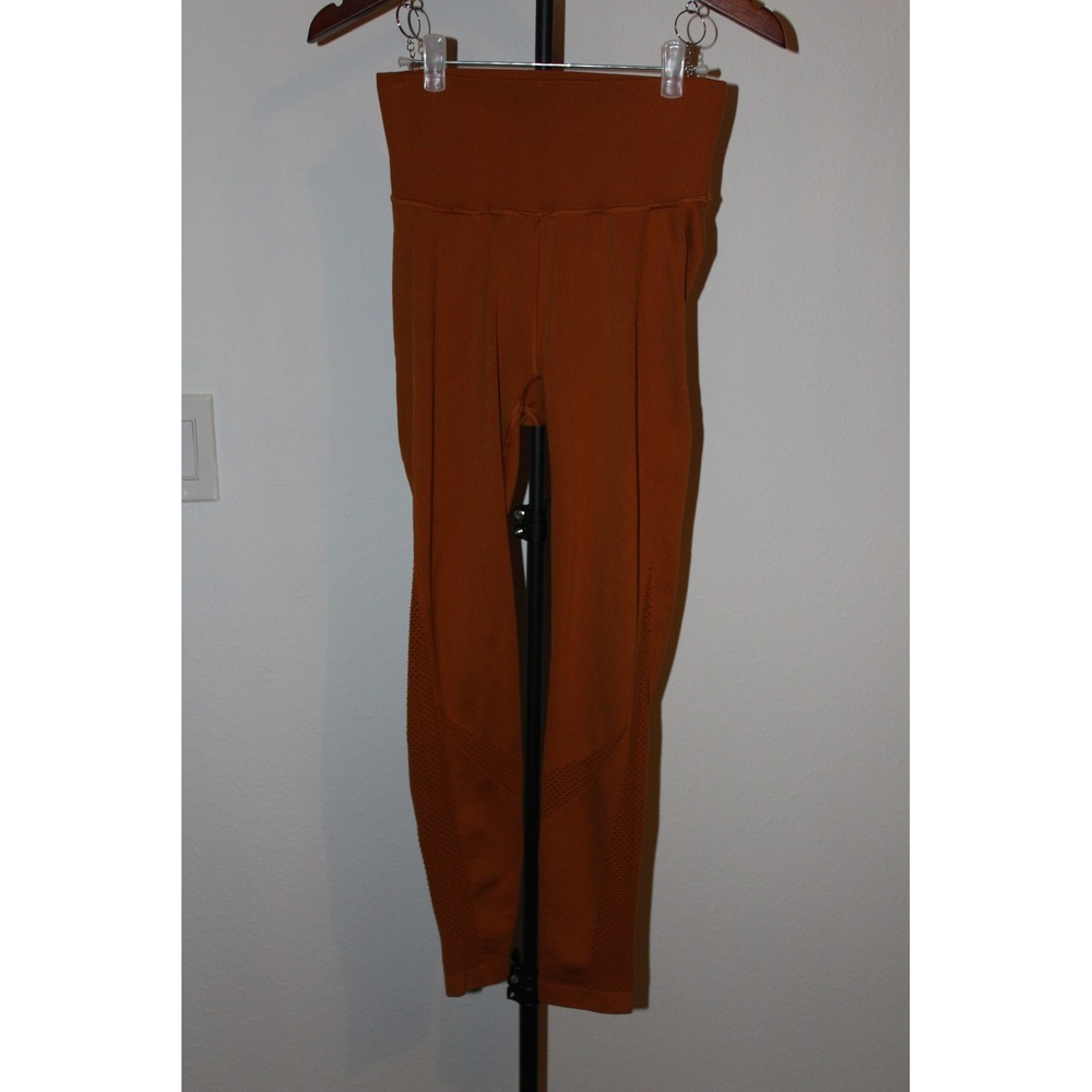 All in‎ Motion Women's Seamless High Waisted Mesh Leggings Rust Orange Size S